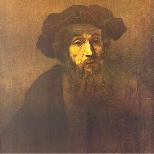 RABBI, 1657 REMBRANDT Original Vintage Fine Art 1950’s Print USA Printed Antique